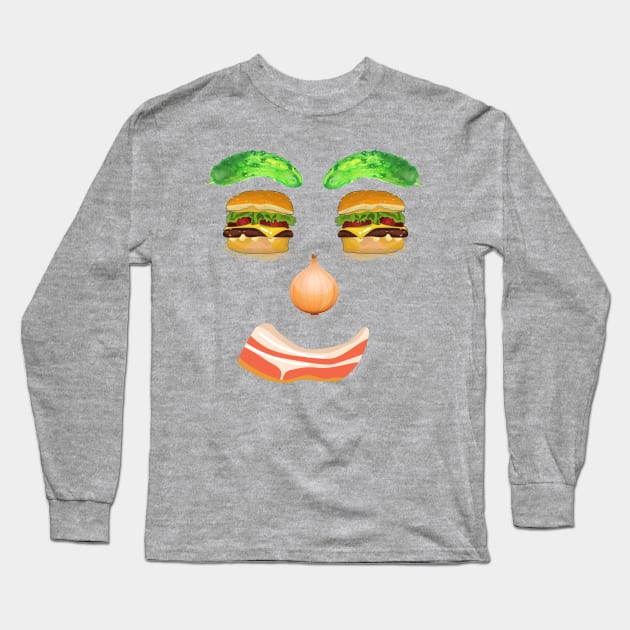 Burger Face Long Sleeve T-Shirt by Rickido